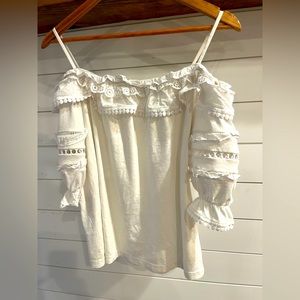 White Lilly Pulitzer off shoulder cotton blouse